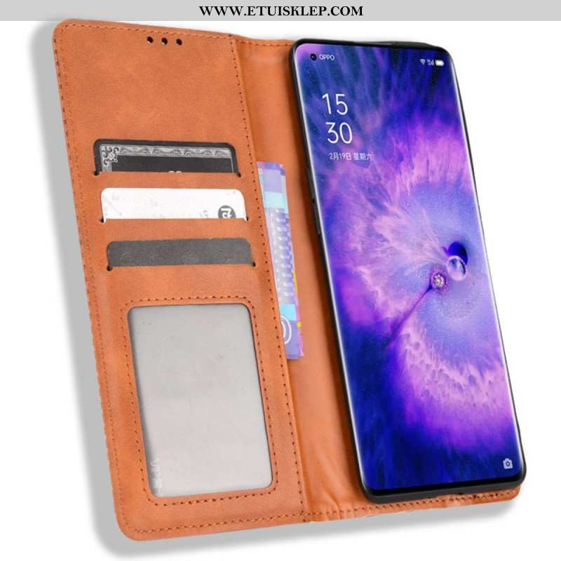 Etui Na Telefon do Oppo Find X5 Etui Folio Stylizowany Efekt Skóry W Stylu Vintage